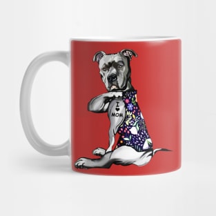 Funny Pitbull Love Mom Tattoo Mug